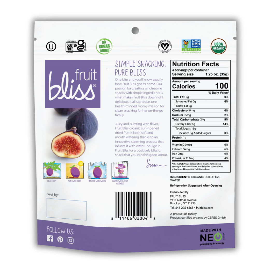 Fruit Bliss Organic Figs Nutrition Facts 2 Pack 
